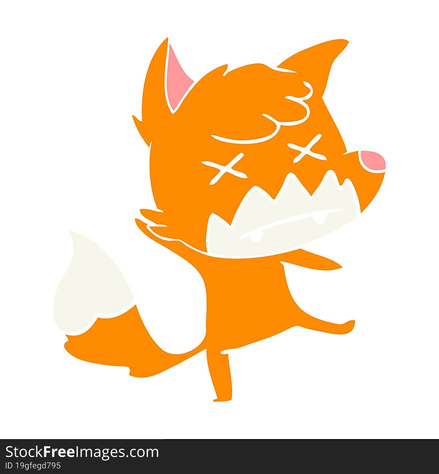 flat color style cartoon dead fox