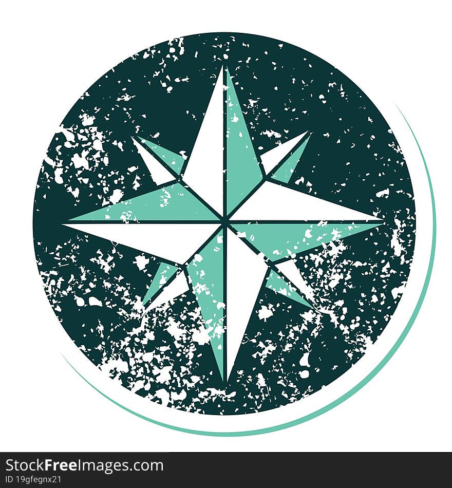 distressed sticker tattoo style icon of a star