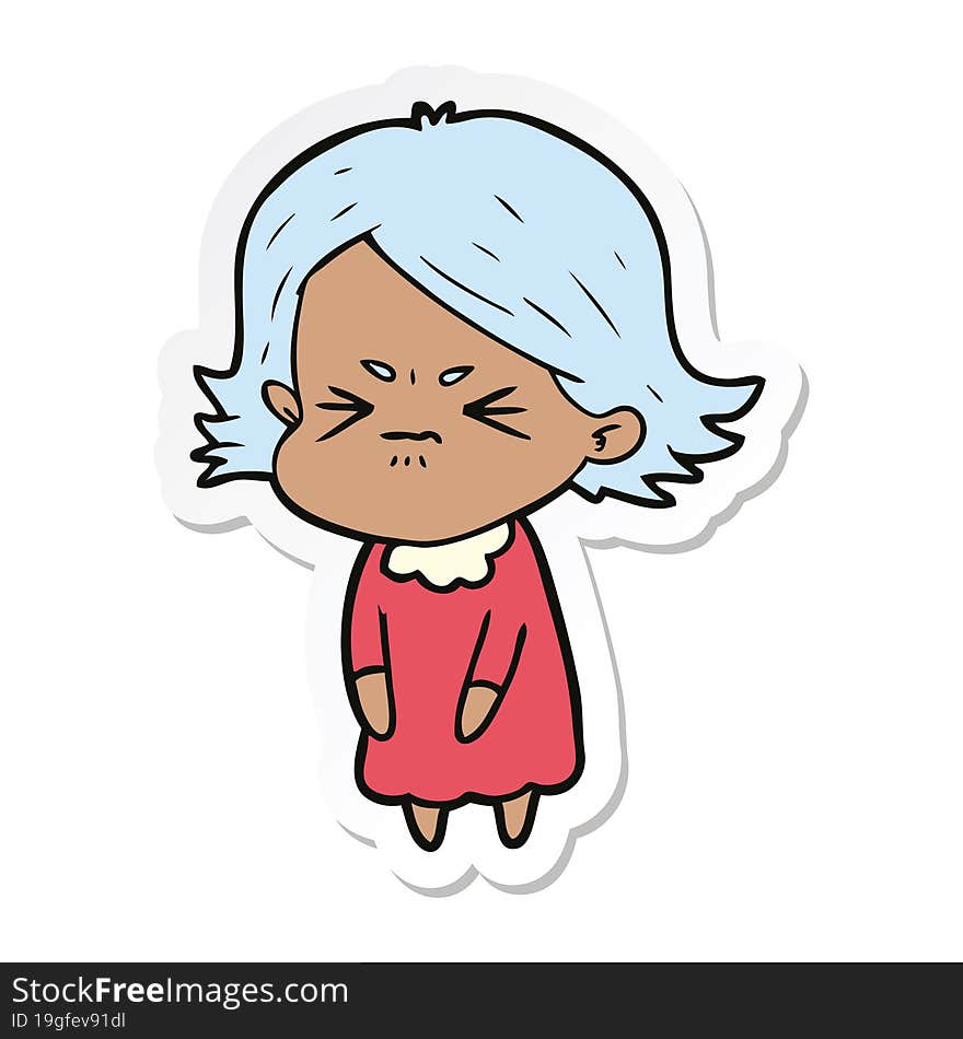 sticker of a cartoon angry woman