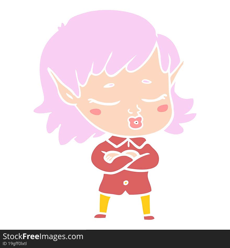 pretty flat color style cartoon elf girl