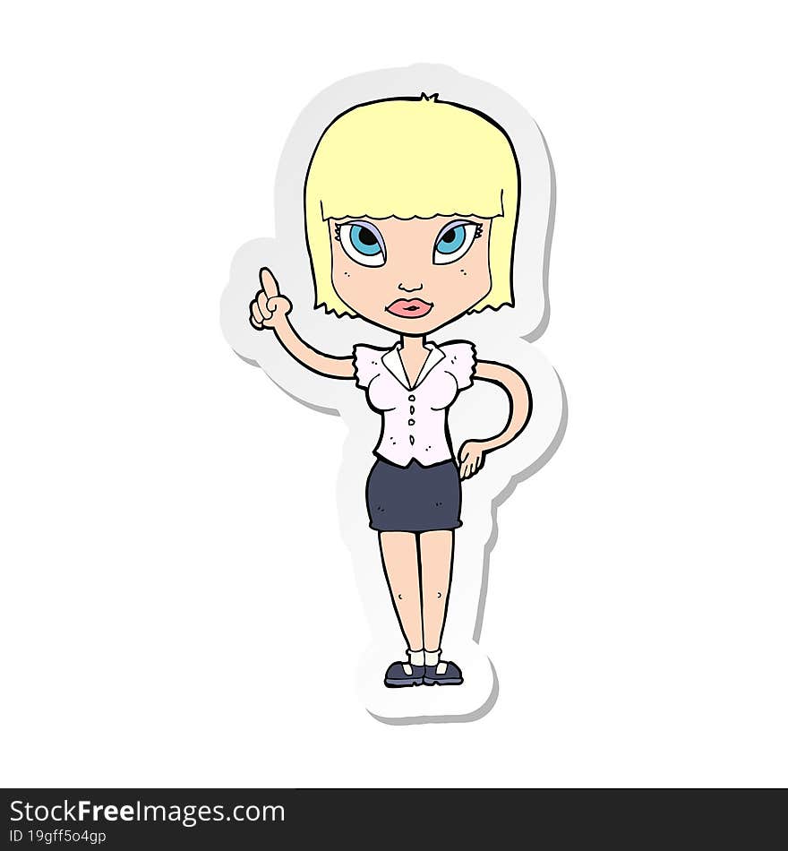 sticker of a cartoon pretty girl with idea