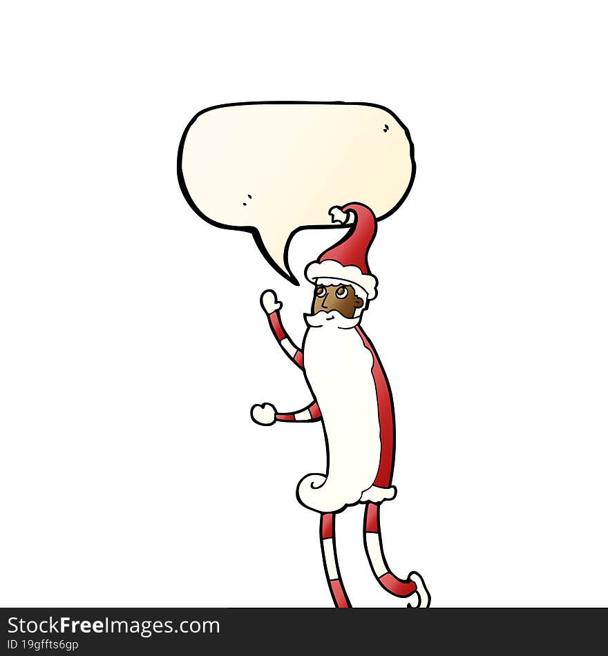 cartoon skinny santa with speech bubble