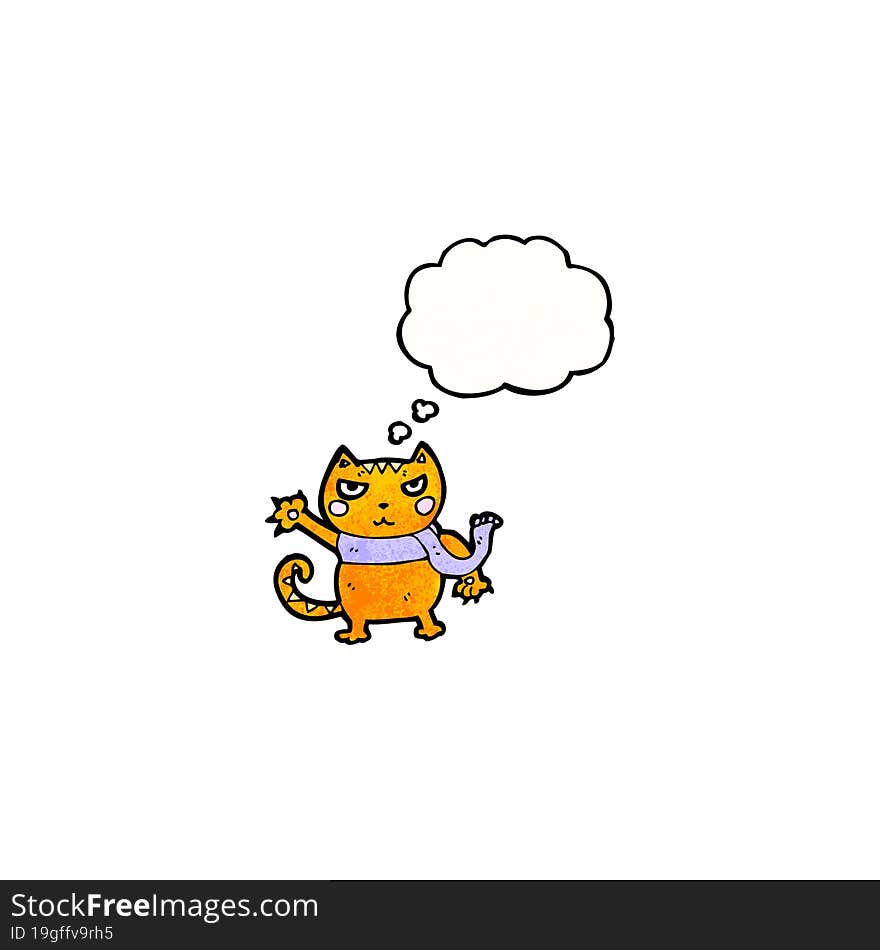 cat with thought cloud cartoon