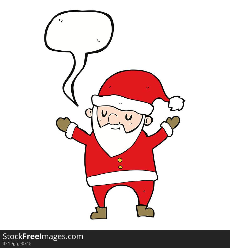 cartoon dancing santa with speech bubble