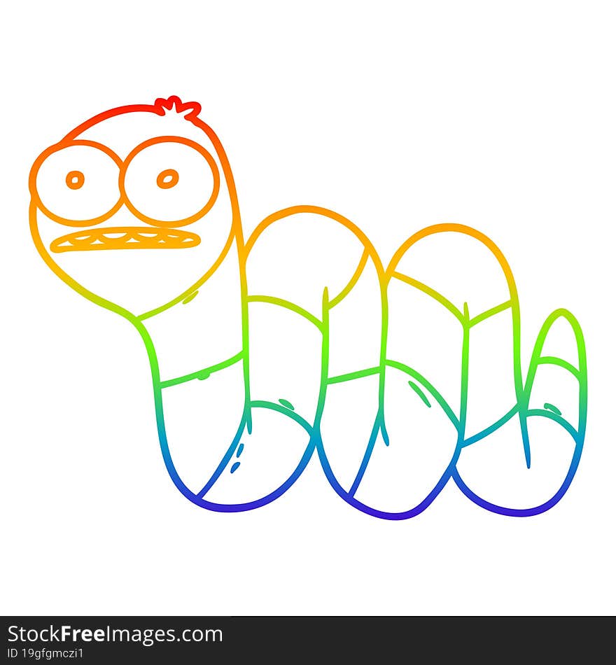 rainbow gradient line drawing of a cartoon nervous worm