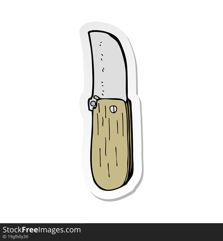 sticker of a cartoon folding knife