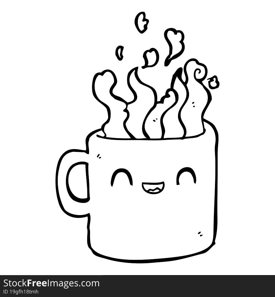 cartoon hot cup of coffee