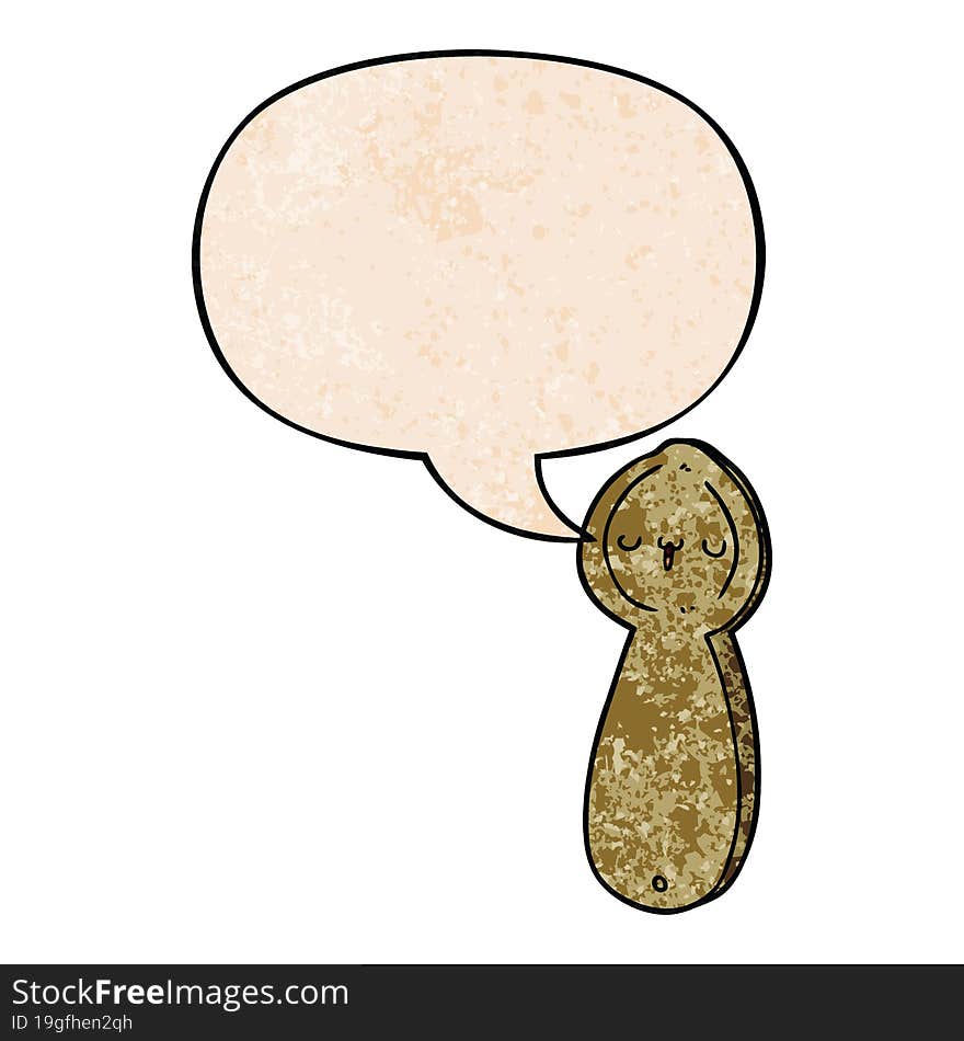 cartoon spoon and speech bubble in retro texture style