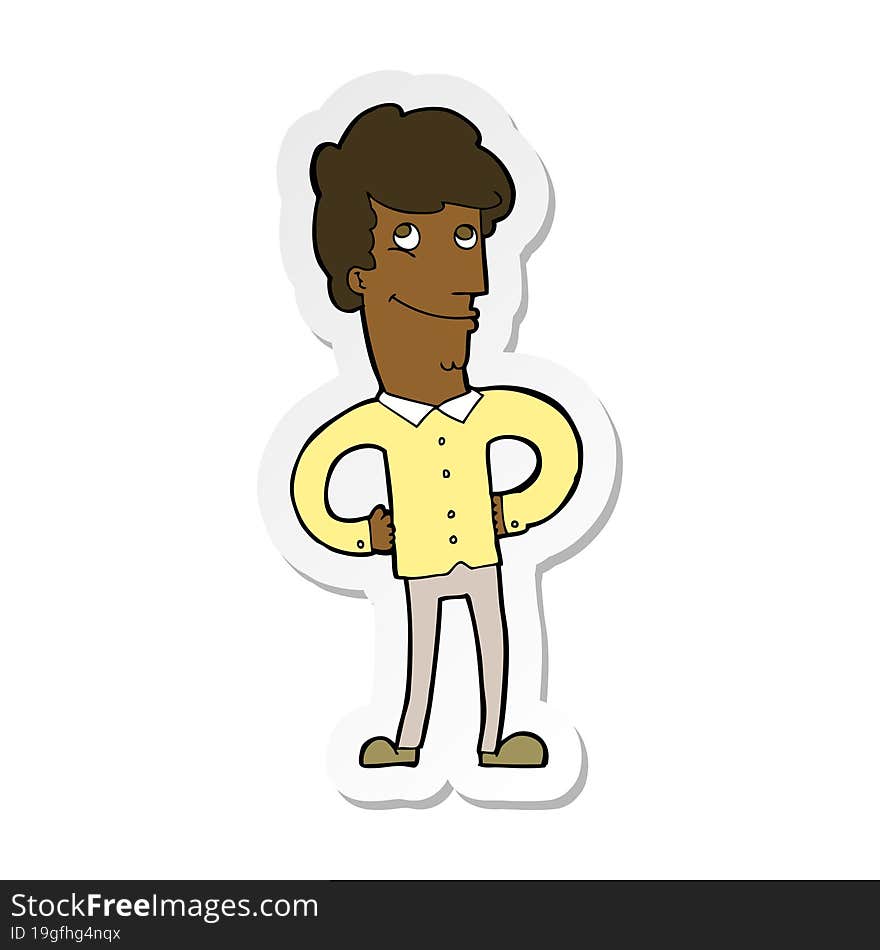 sticker of a cartoon happy man