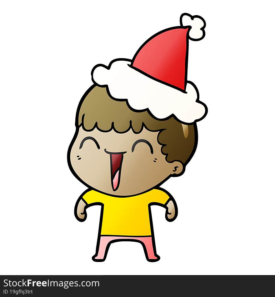 gradient cartoon of a happy man wearing santa hat