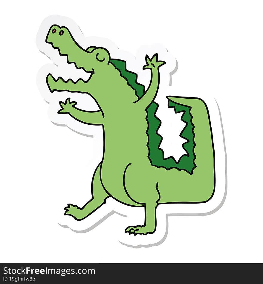 sticker of a quirky hand drawn cartoon crocodile