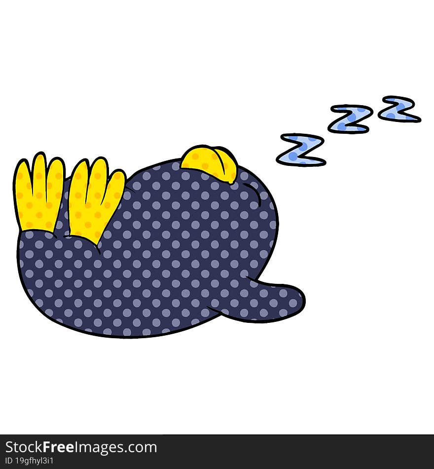 cartoon sleeping penguin. cartoon sleeping penguin