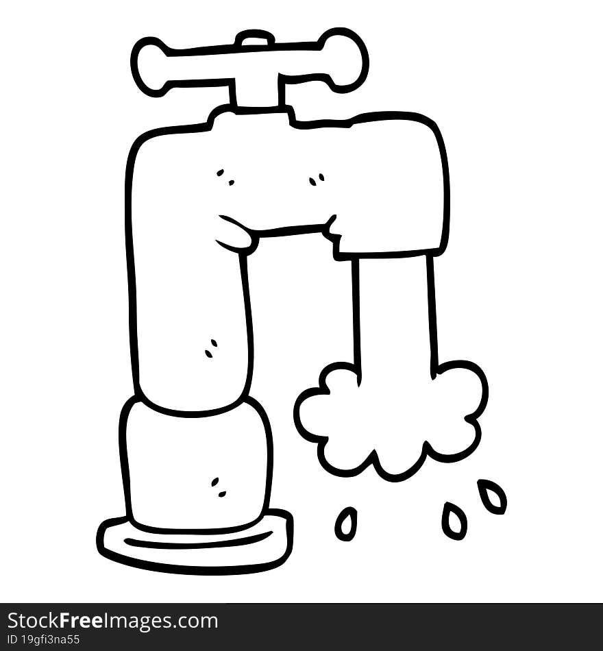 line drawing cartoon running faucet