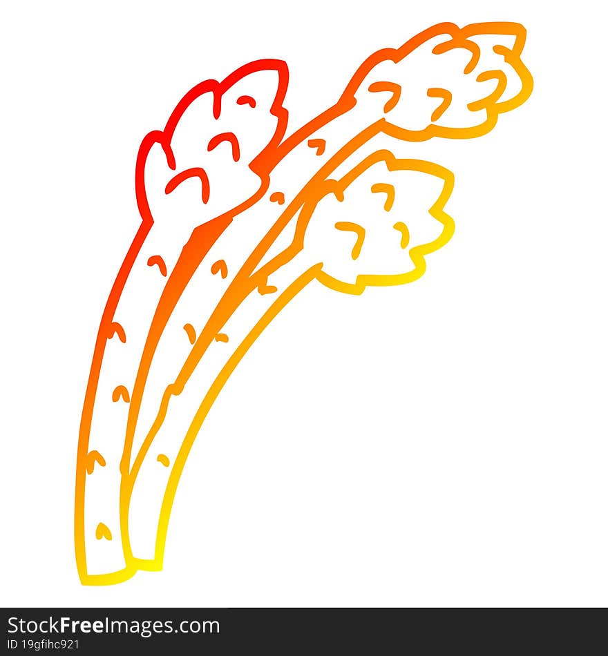 Warm Gradient Line Drawing Cartoon Asparagus Plant