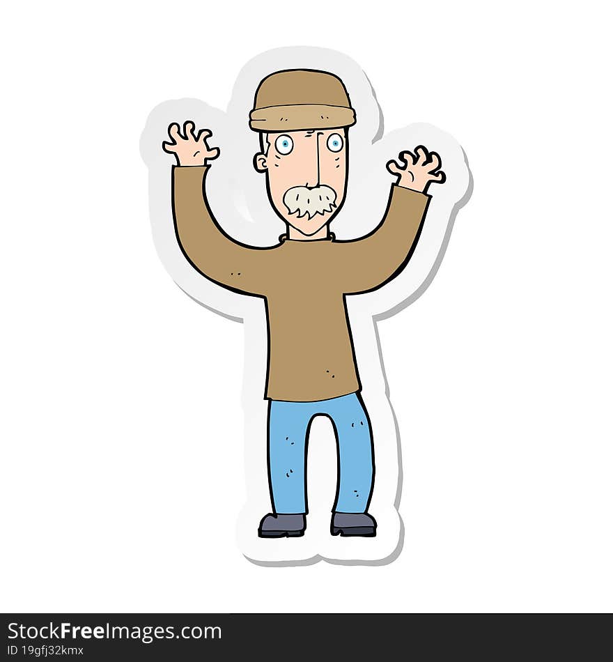 Sticker Of A Cartoon Man Wearing Winter Hat