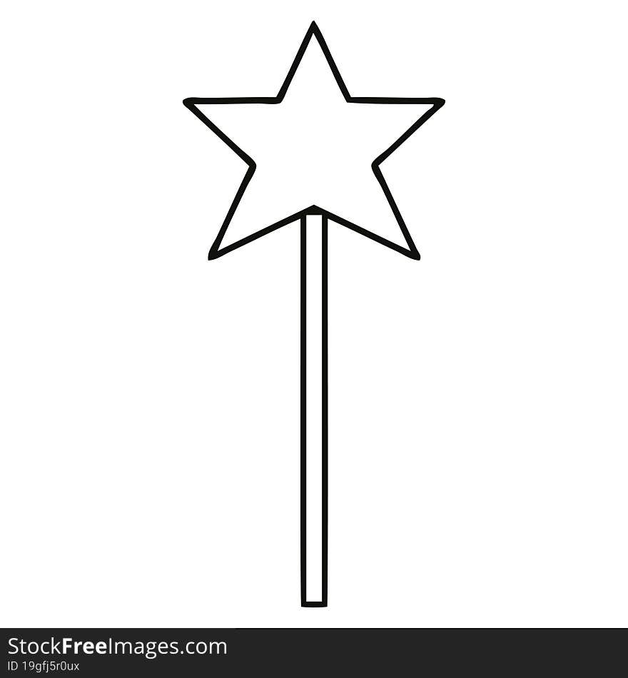 line drawing cartoon star wand