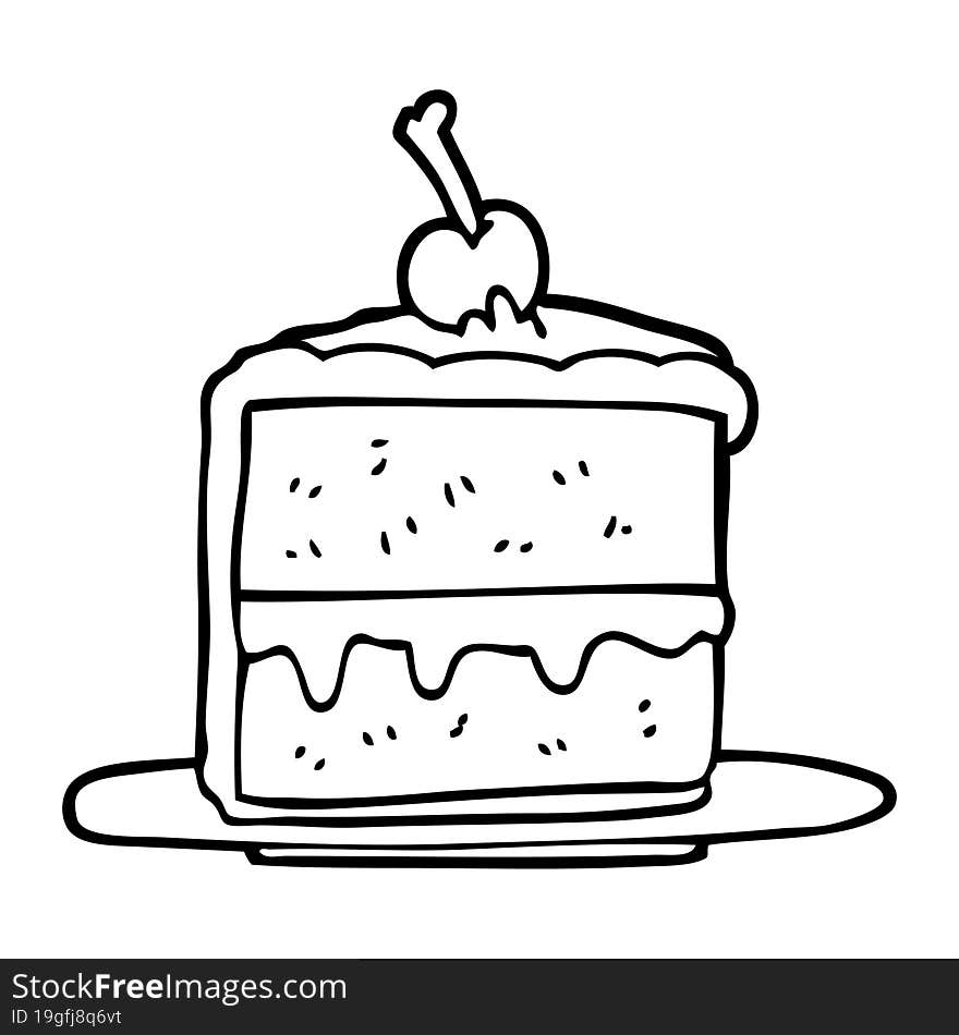 line drawing cartoon cake slice