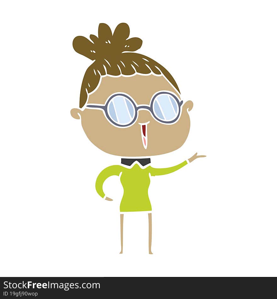 flat color style cartoon woman wearing spectacles