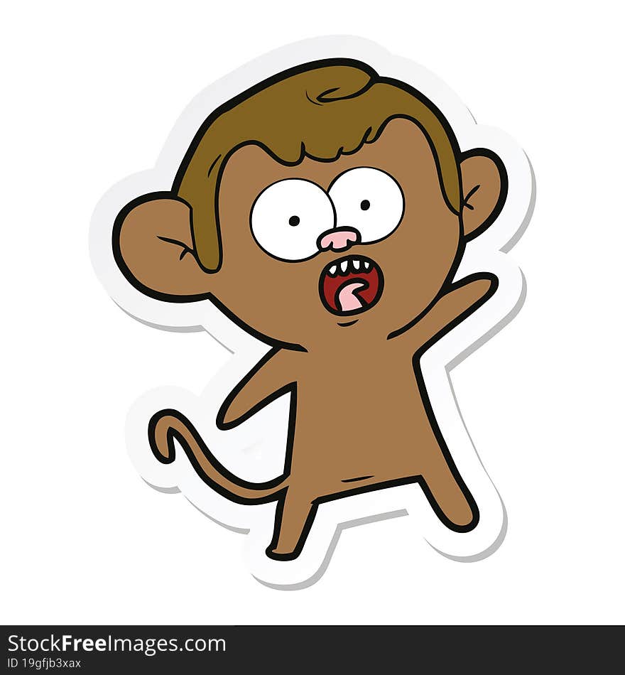 sticker of a cartoon shocked monkey