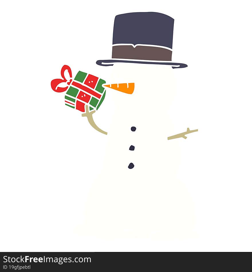 flat color style cartoon snowman