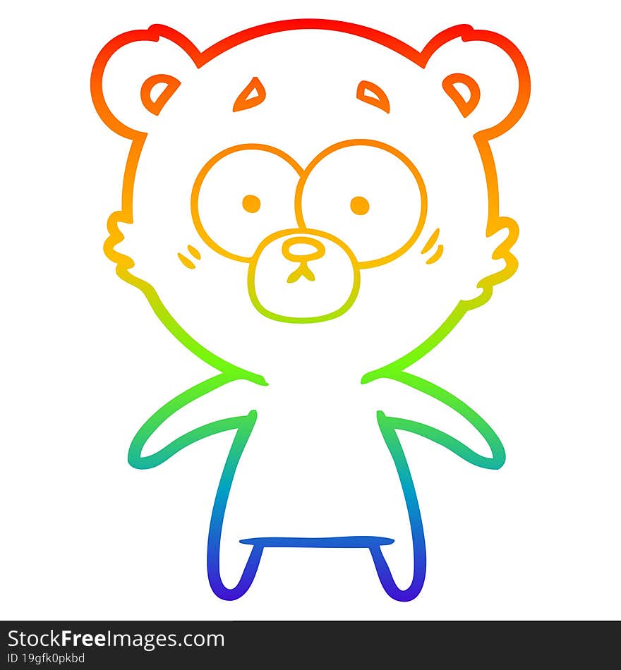 Rainbow Gradient Line Drawing Worried Bear Cartoon