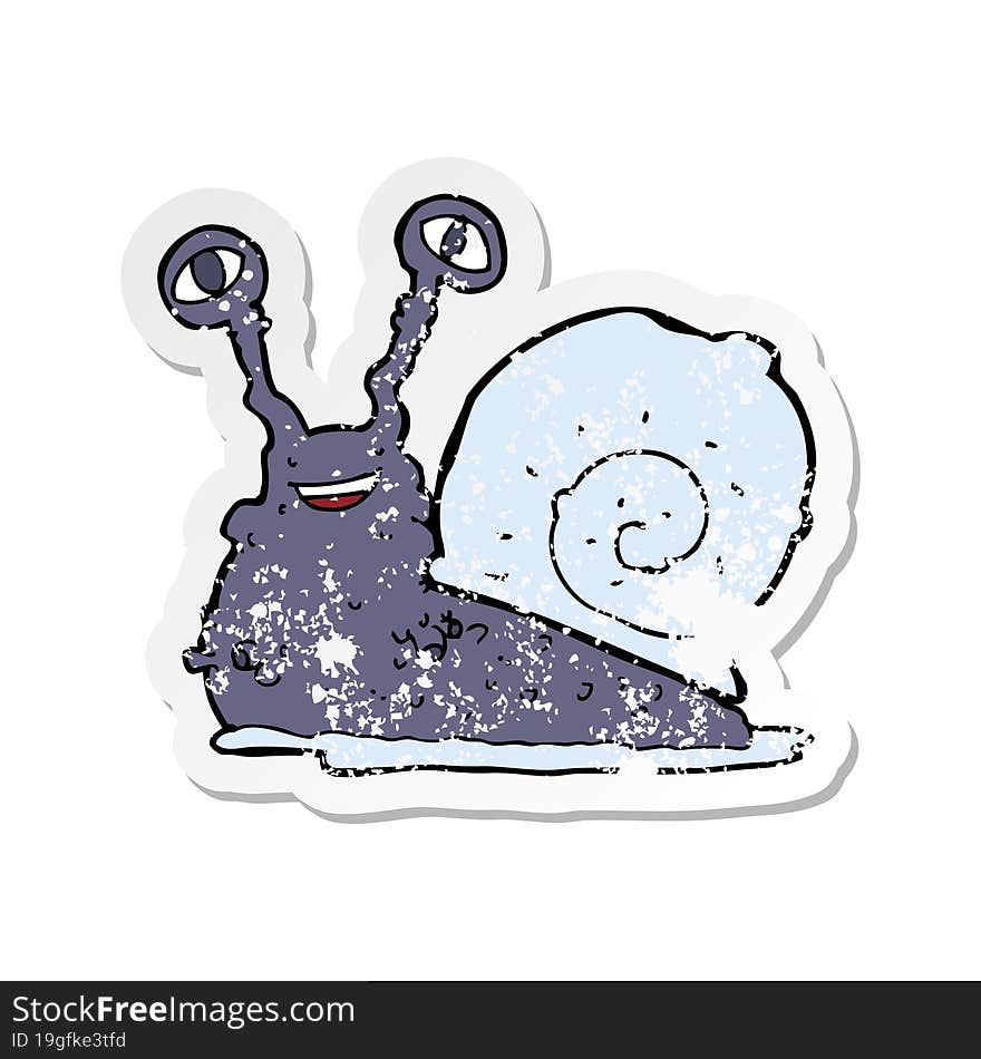 Retro Distressed Sticker Of A Cartoon Snail