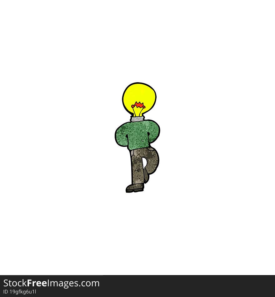 cartoon man with idea light head