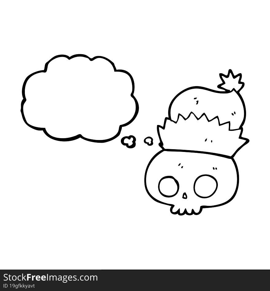 thought bubble cartoon skull wearing christmas hat