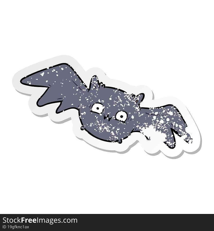 Distressed Sticker Of A Cartoon Halloween Bat