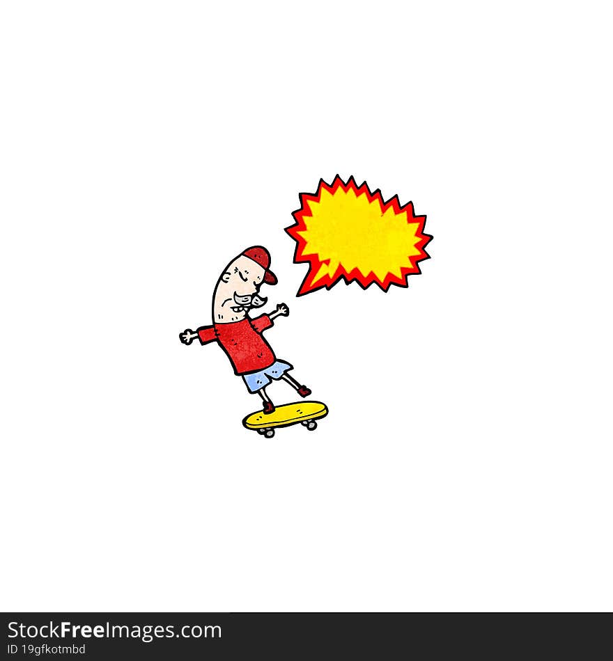 cartoon old man on skateboard