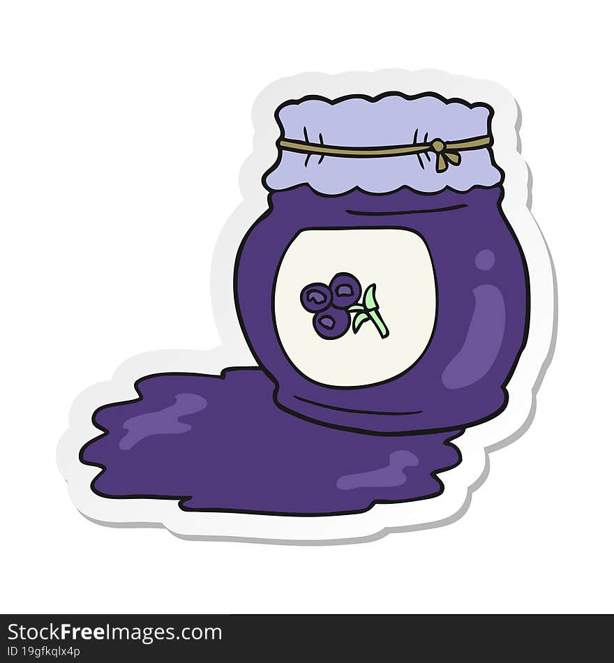 sticker of a cartoon blueberry jam