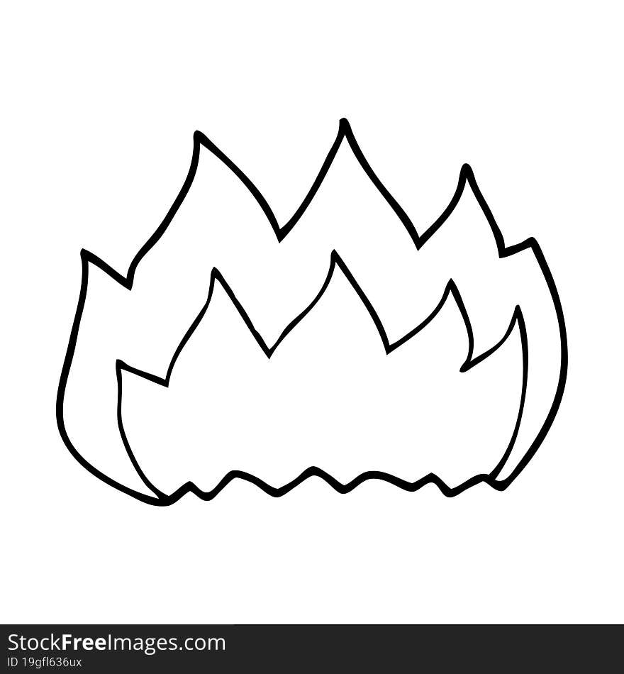 line drawing cartoon hot flame