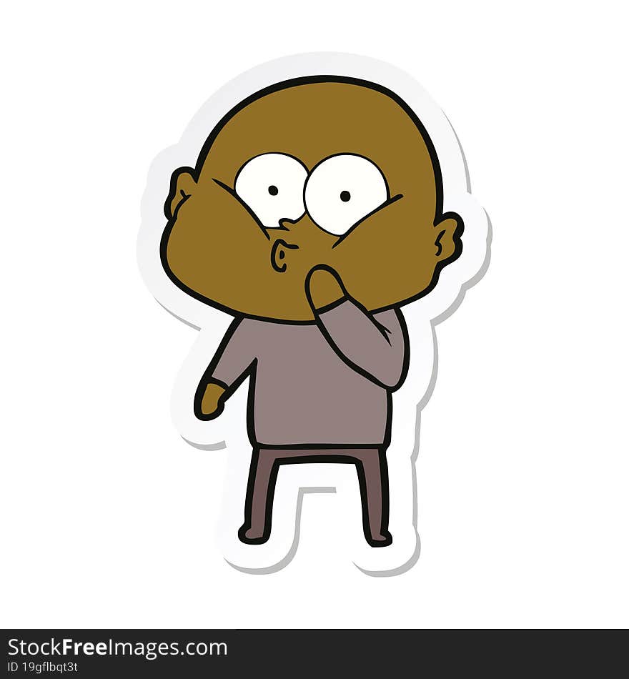 sticker of a cartoon bald man staring