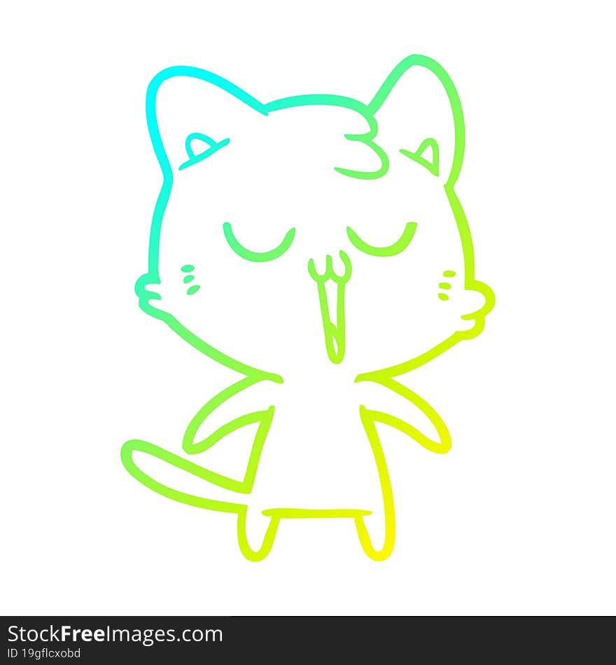 cold gradient line drawing cartoon cat singing