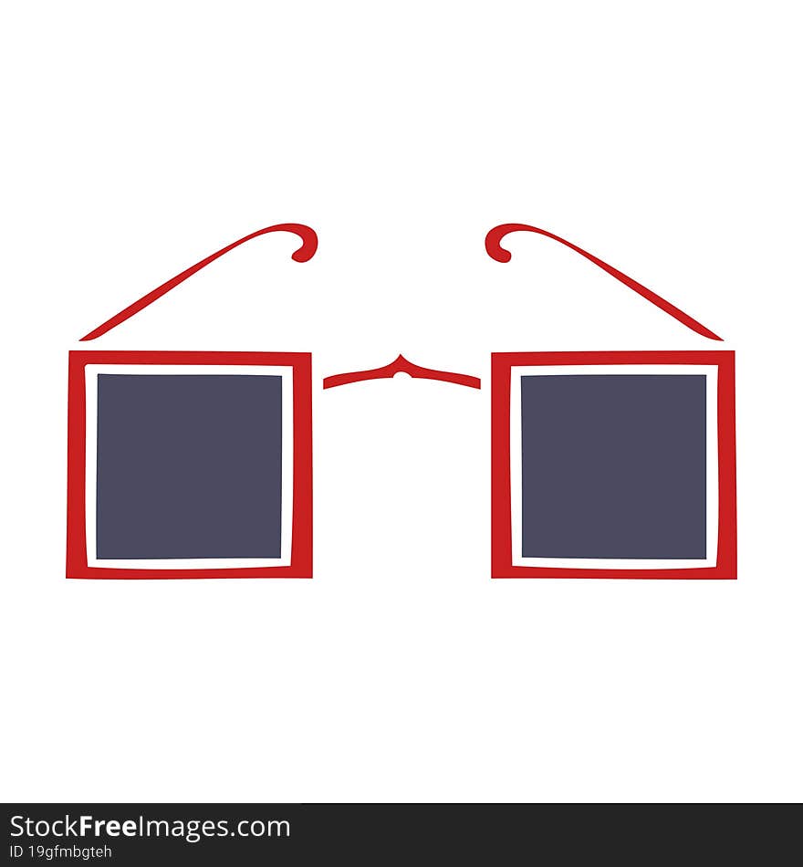 flat color retro cartoon of a xray glasses