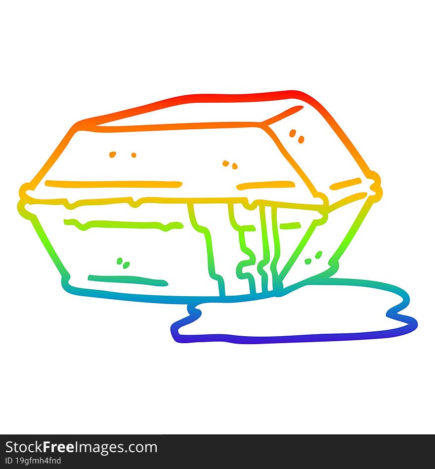 rainbow gradient line drawing cartoon greasy take out food