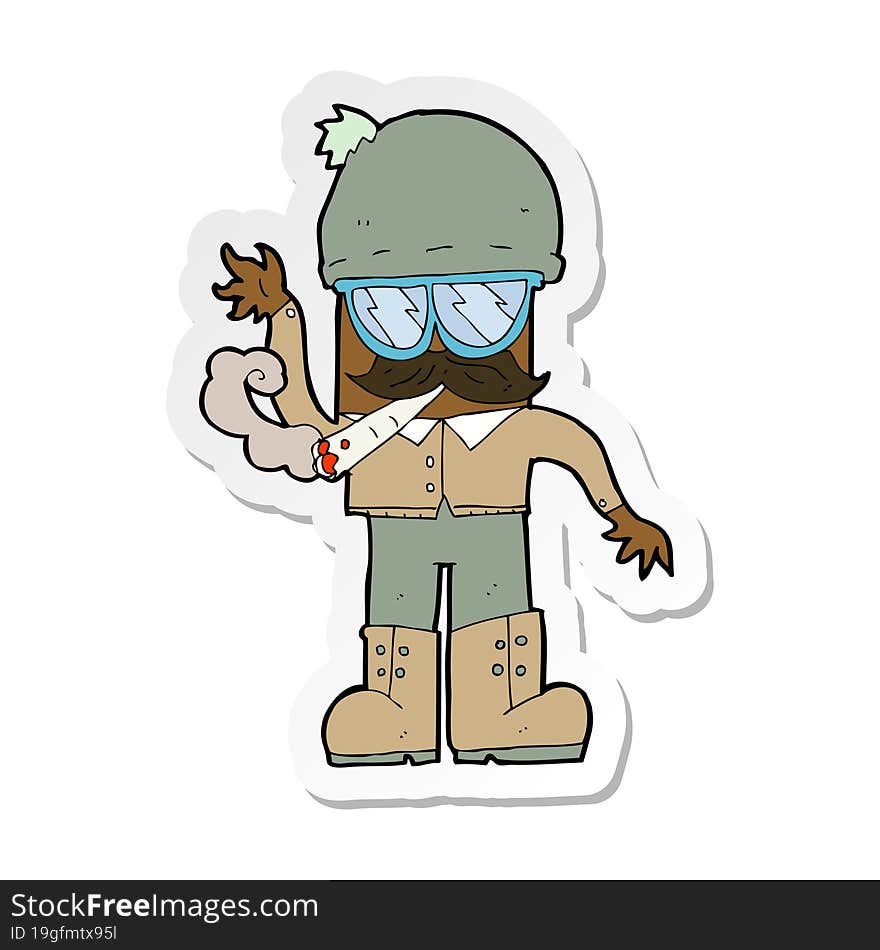 Sticker Of A Cartoon Man Smoking Pot