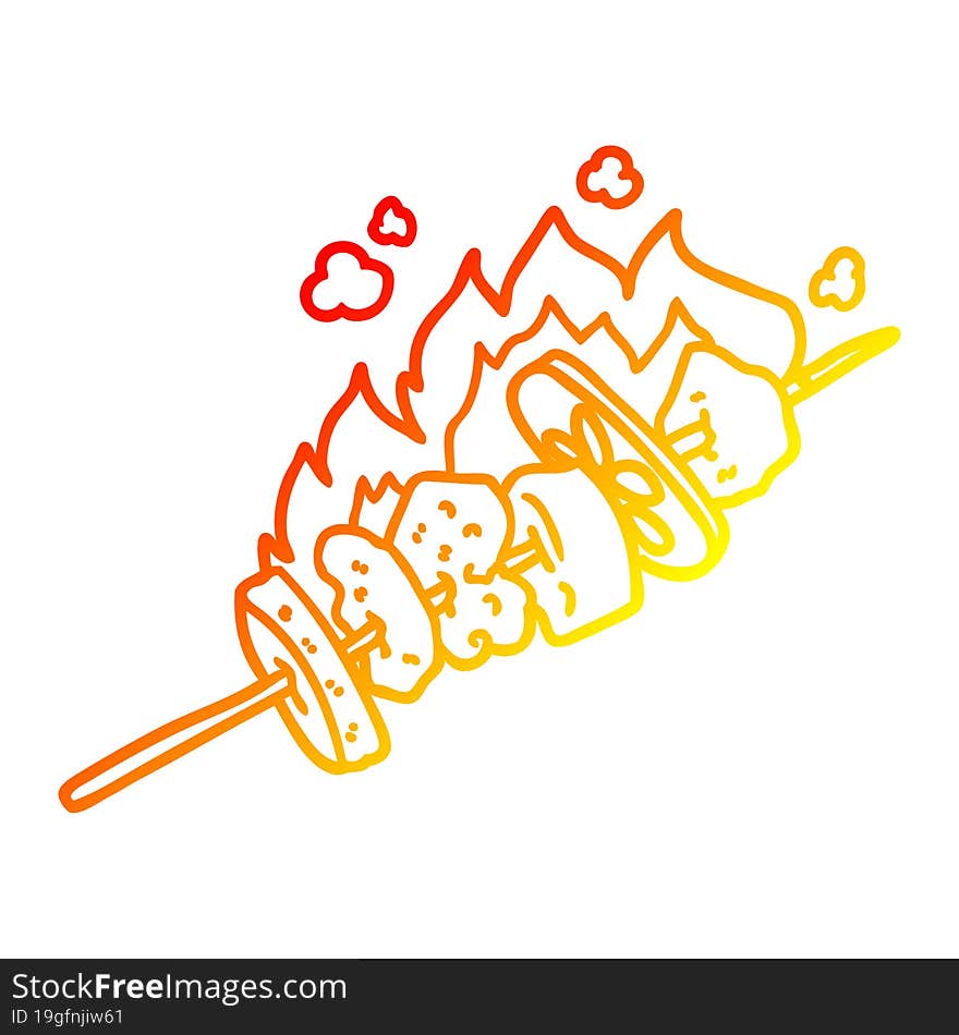 Warm Gradient Line Drawing Cartoon Kebab Sticks