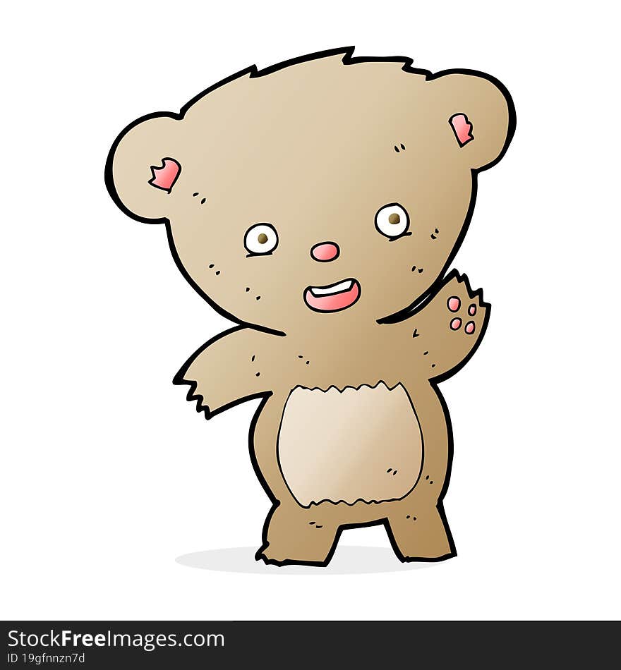 Cartoon Waving Teddy Bear