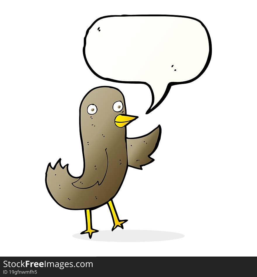 funny cartoon bird with speech bubble