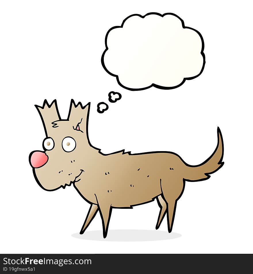 Cartoon Cute Little Dog With Thought Bubble