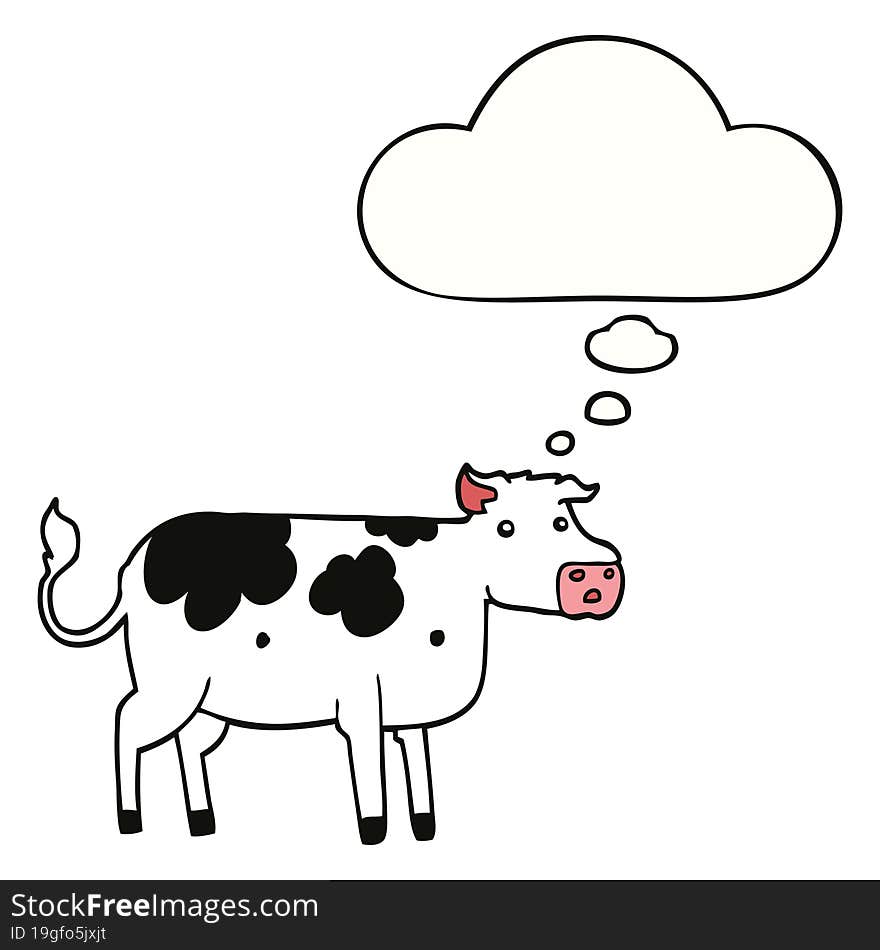 Cartoon Cow And Thought Bubble