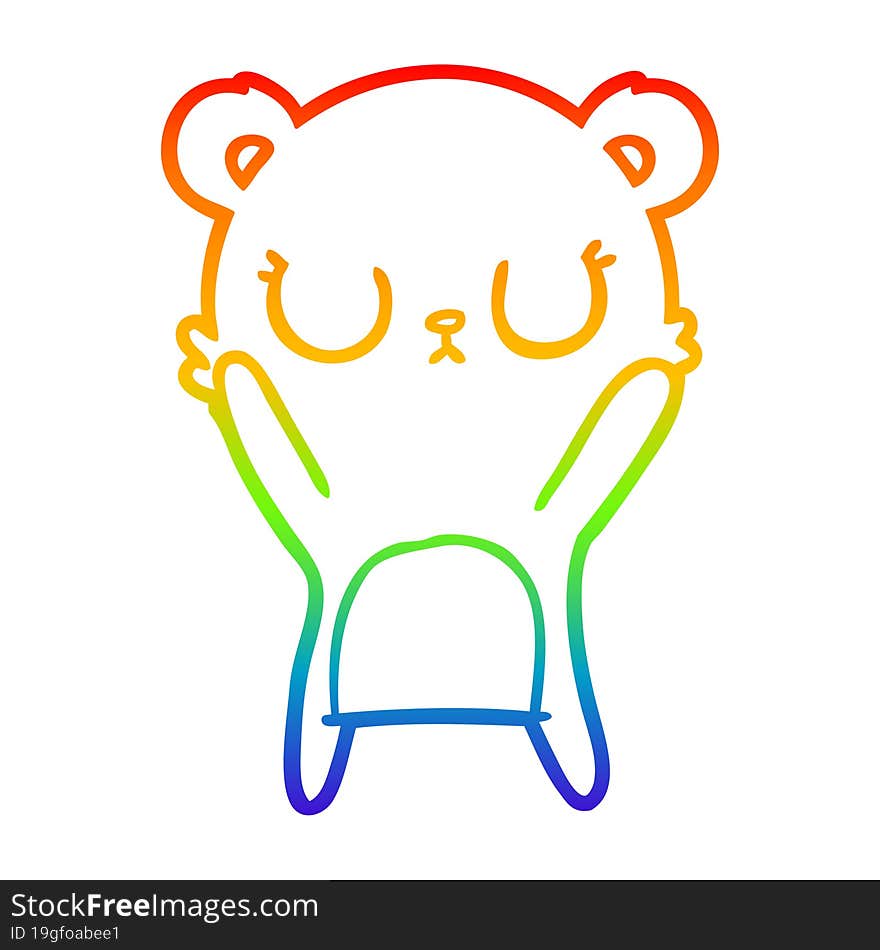 rainbow gradient line drawing peaceful cartoon bear cub