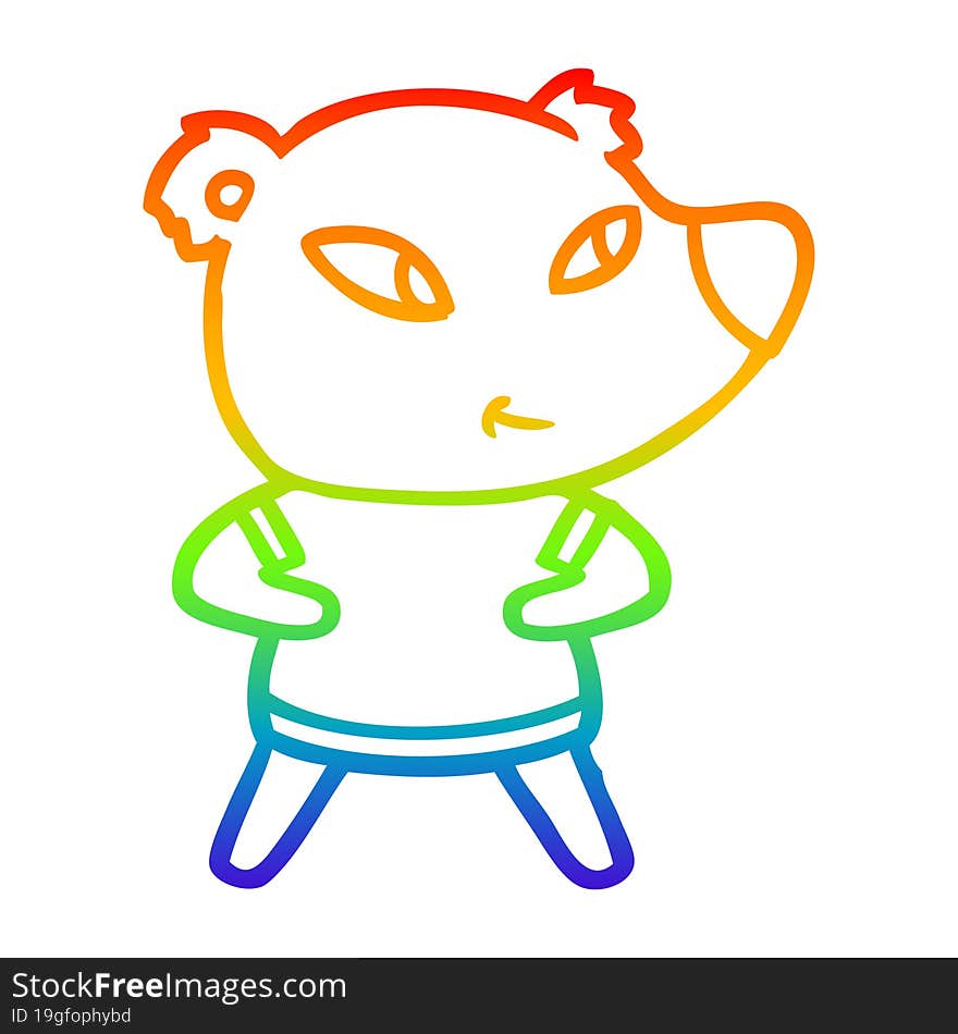 rainbow gradient line drawing cute cartoon bear