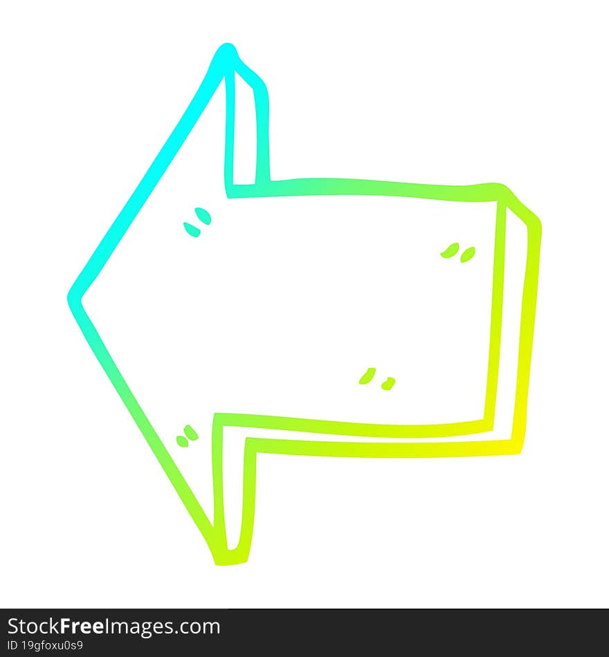 cold gradient line drawing cartoon directing arrow