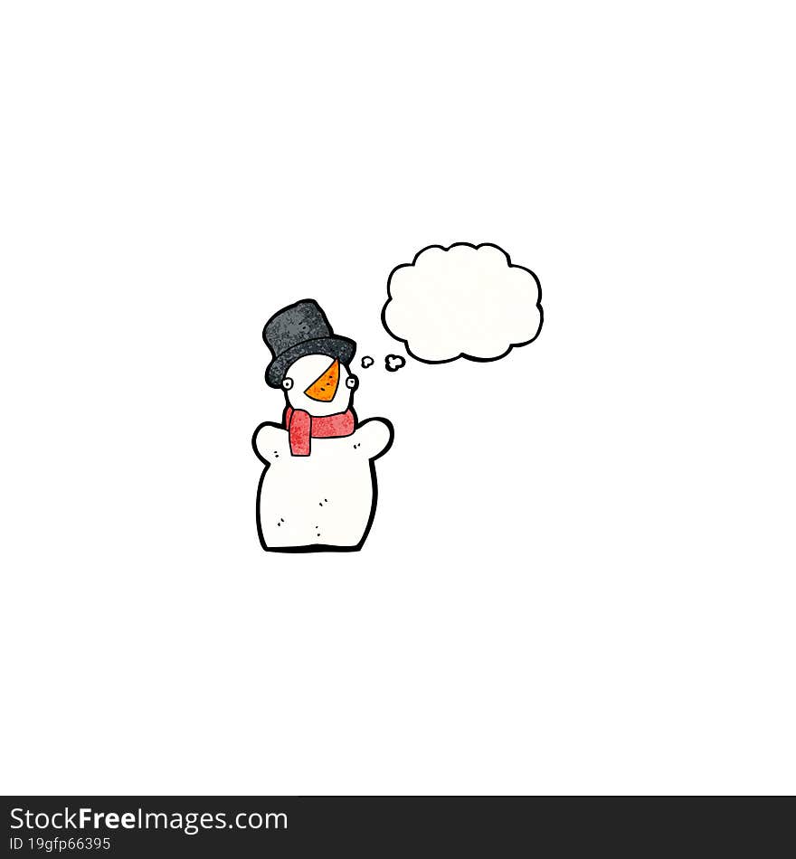 Cartoon Snowman With Thought Bubble