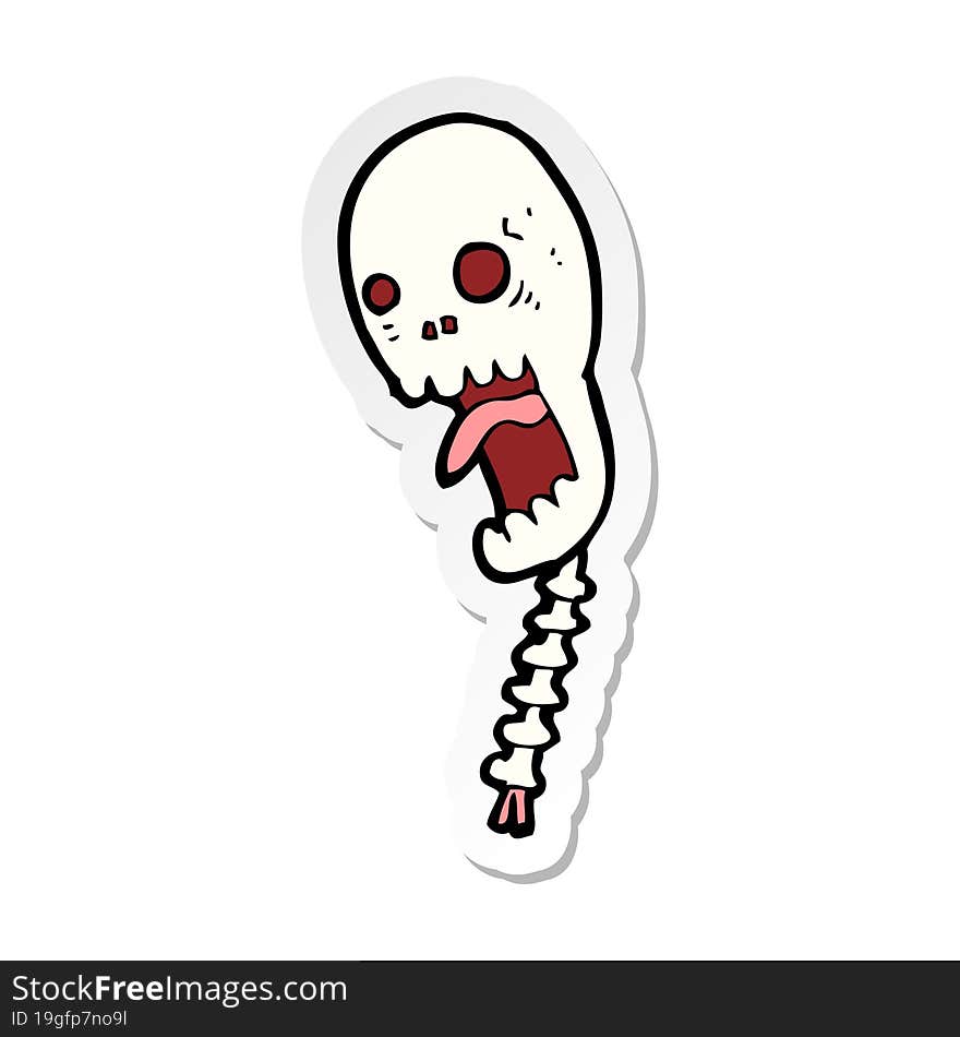 Sticker Of A Funny Cartoon Skull