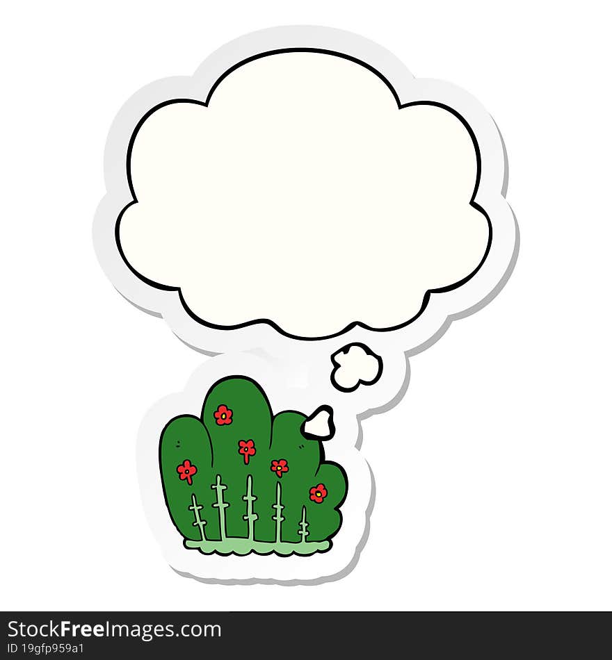 cartoon hedge and thought bubble as a printed sticker