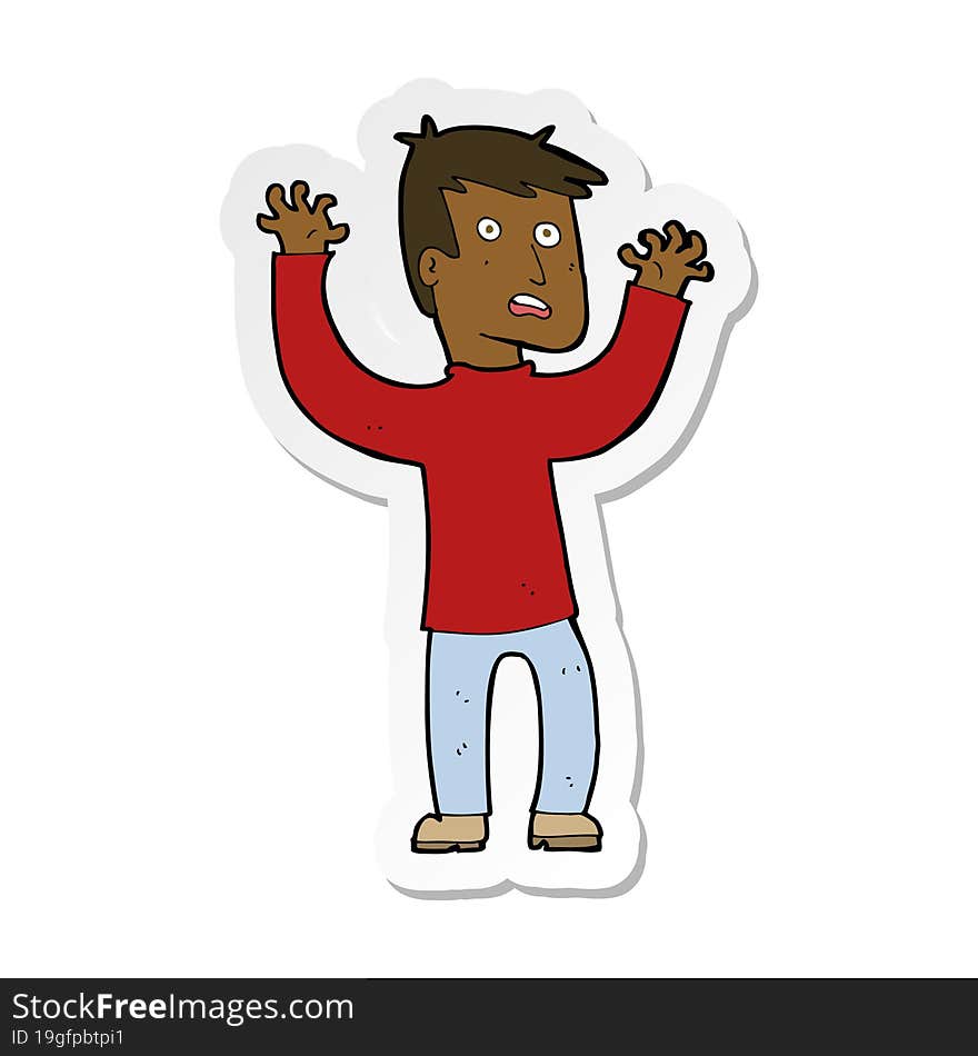 sticker of a cartoon terrified man