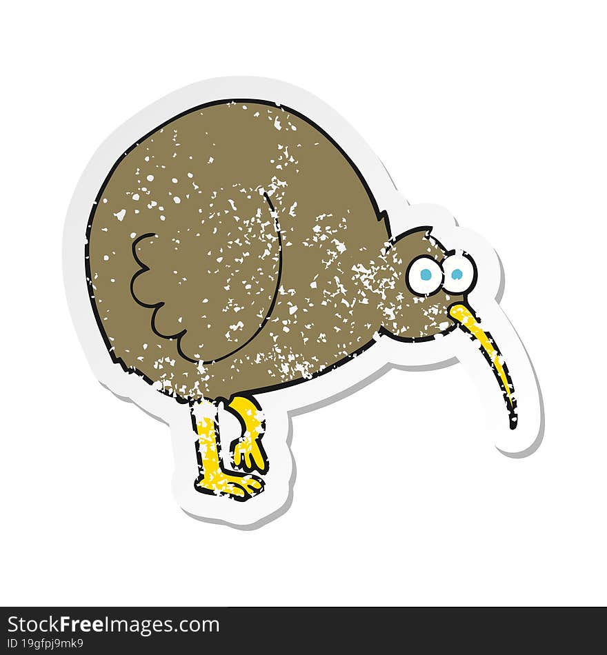 retro distressed sticker of a cartoon kiwi bird